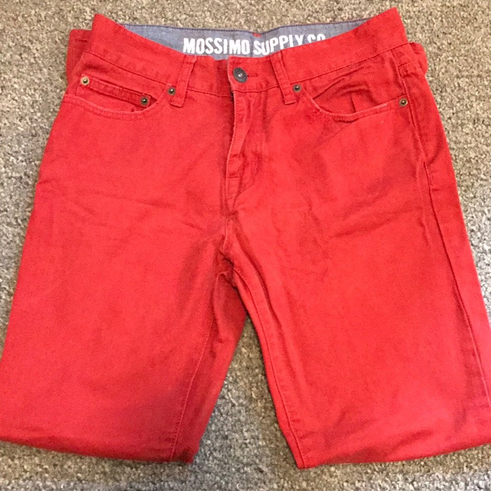 Red straight slim jeans 29/30
